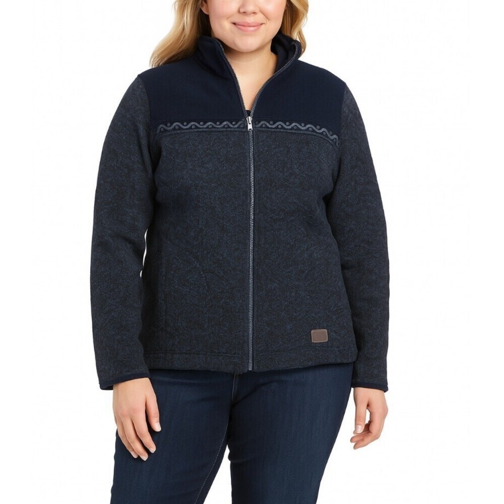 Horny Toad Jacket Fleece & tweed full zip coat two tone black SZ M-flawed